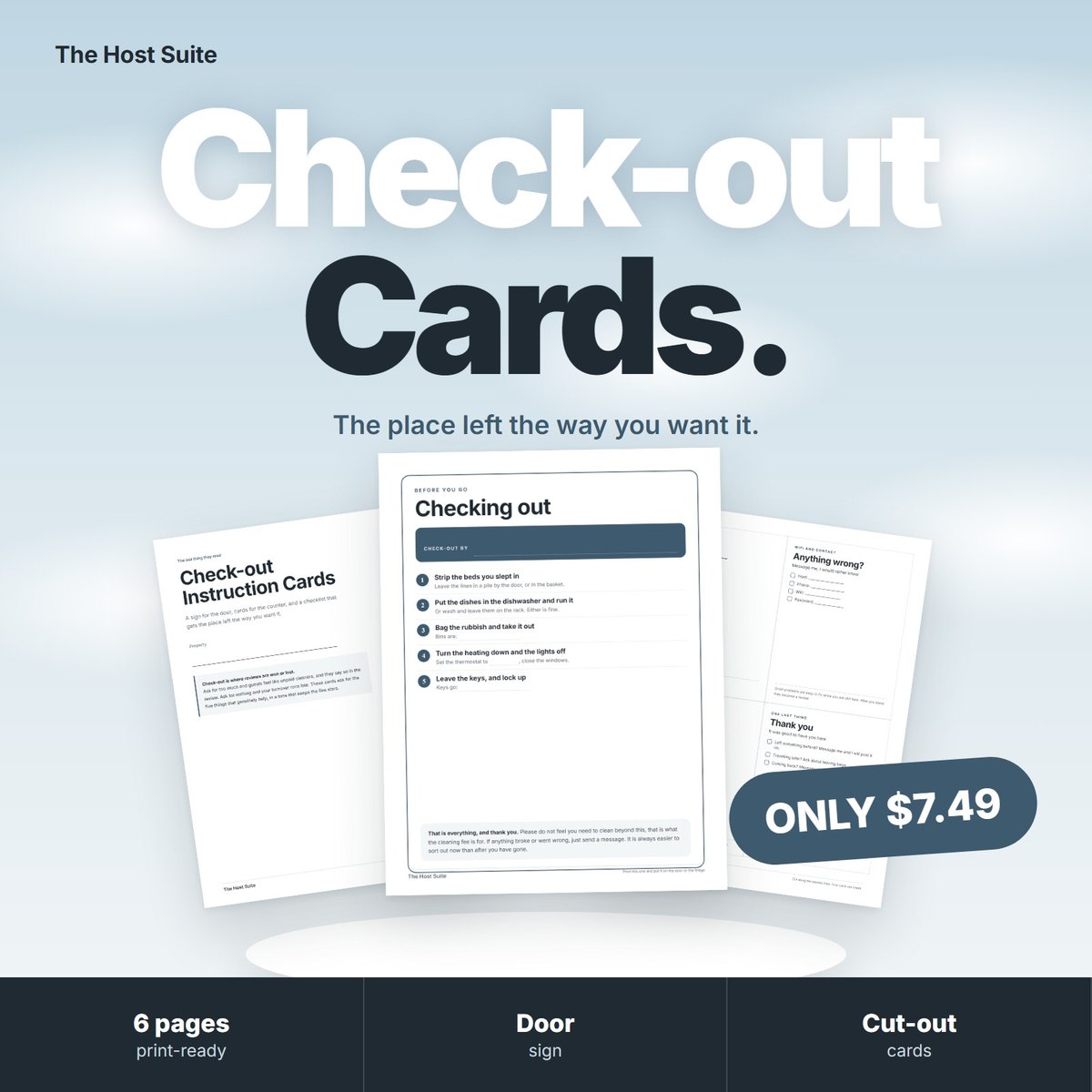 Check-out Sign and Cards preview