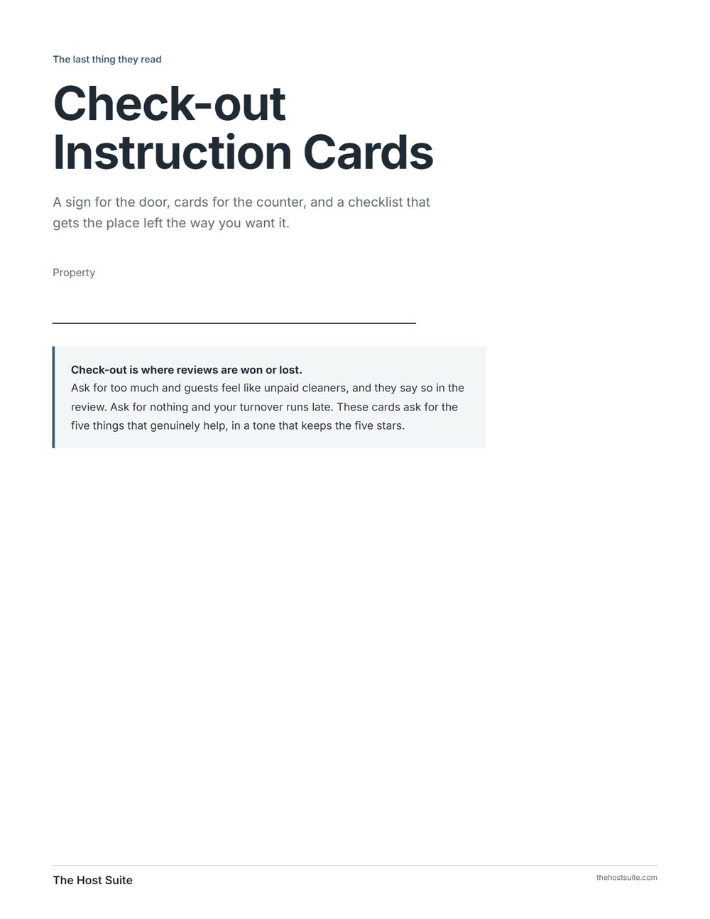Check-out Sign and Cards, page 1