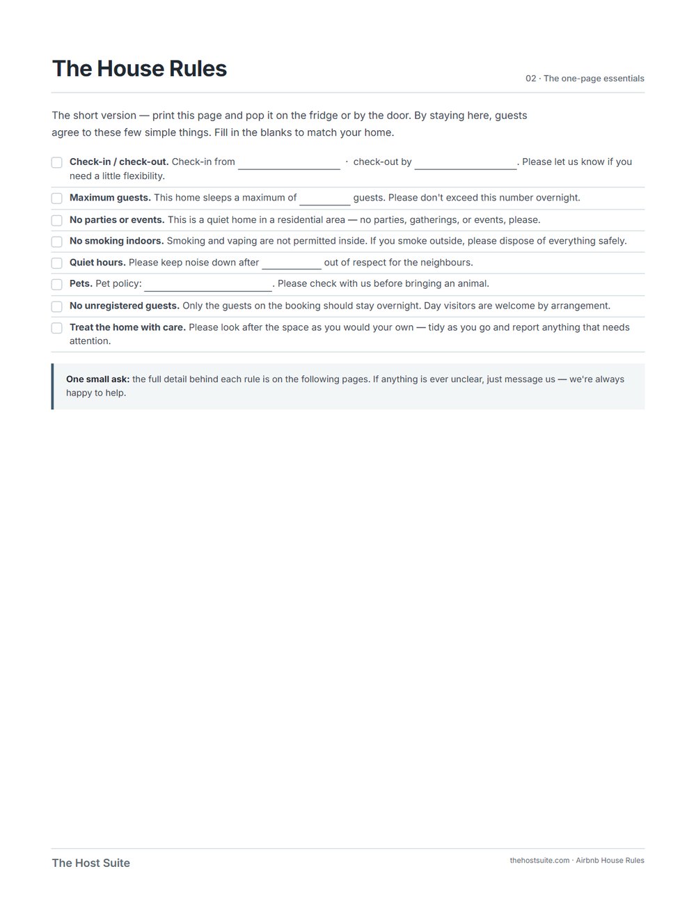 House Rules and Signs, page 2