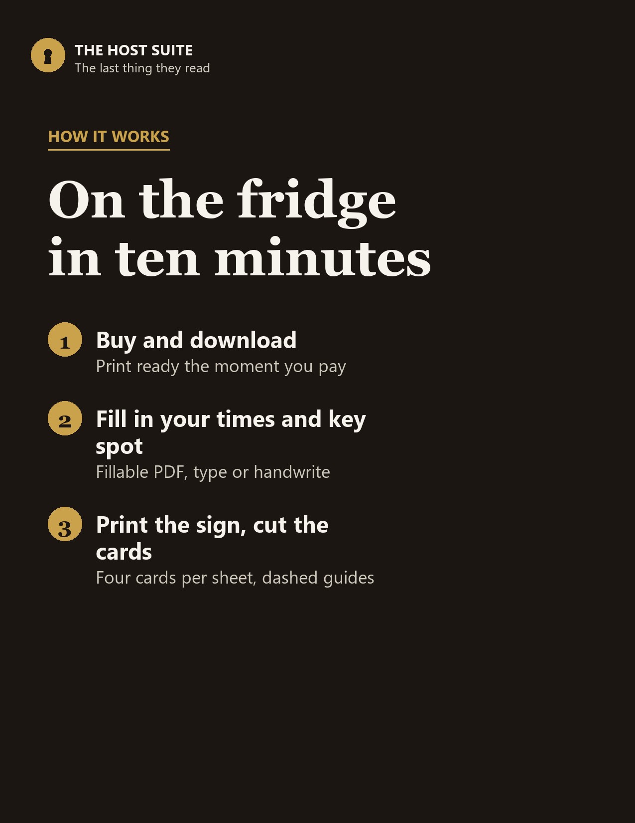 How the Check-out Instruction Cards work in three steps